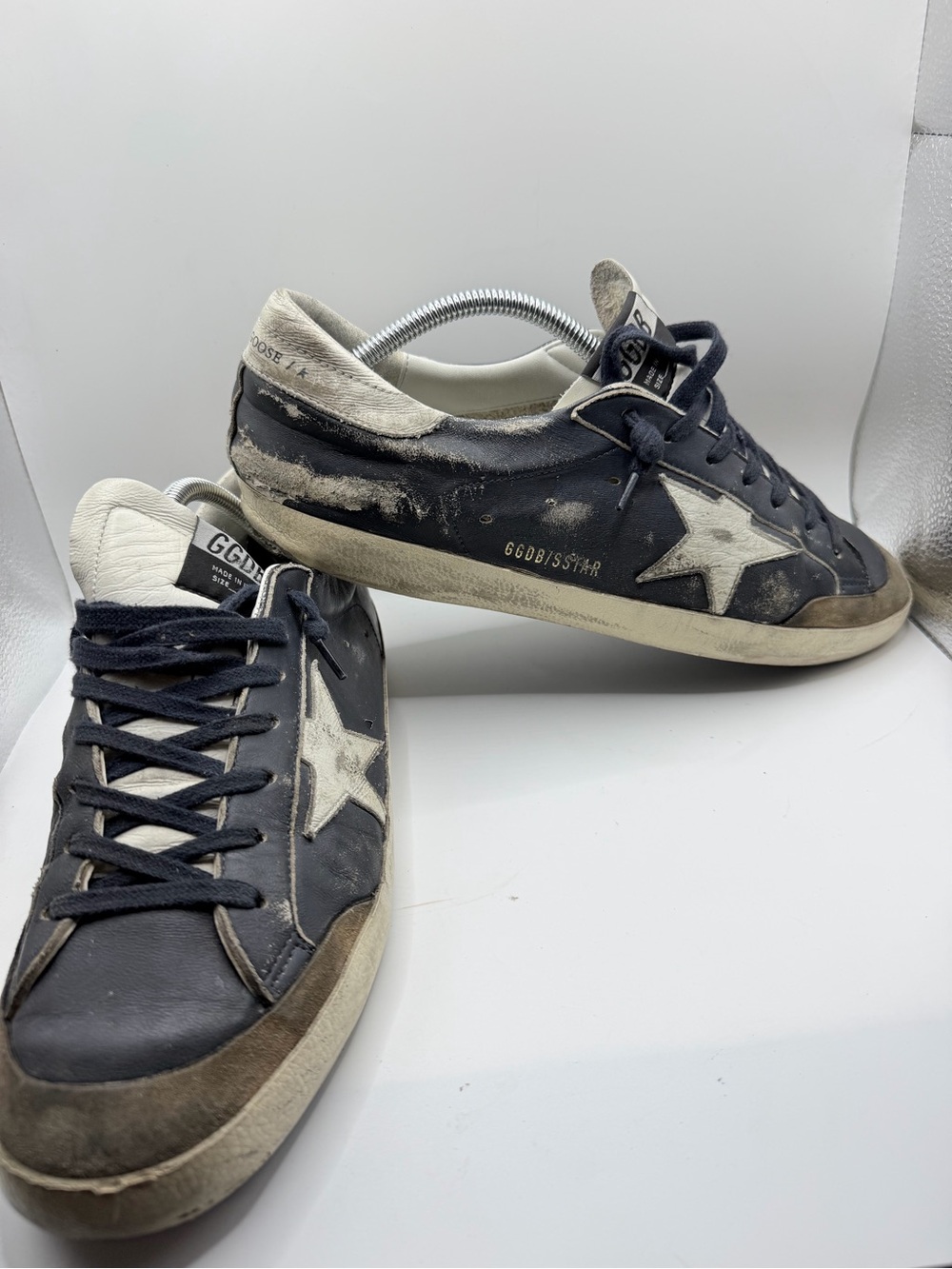 Golden Goose Men's Sneakers in Navy with White Star